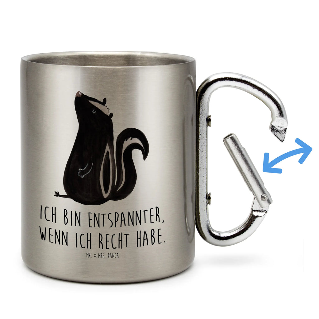 Stainless steel mug skunk Sit Skunk, slogan, predator, stinker, know-it-all, stinky, law, office, wild animal, skunk