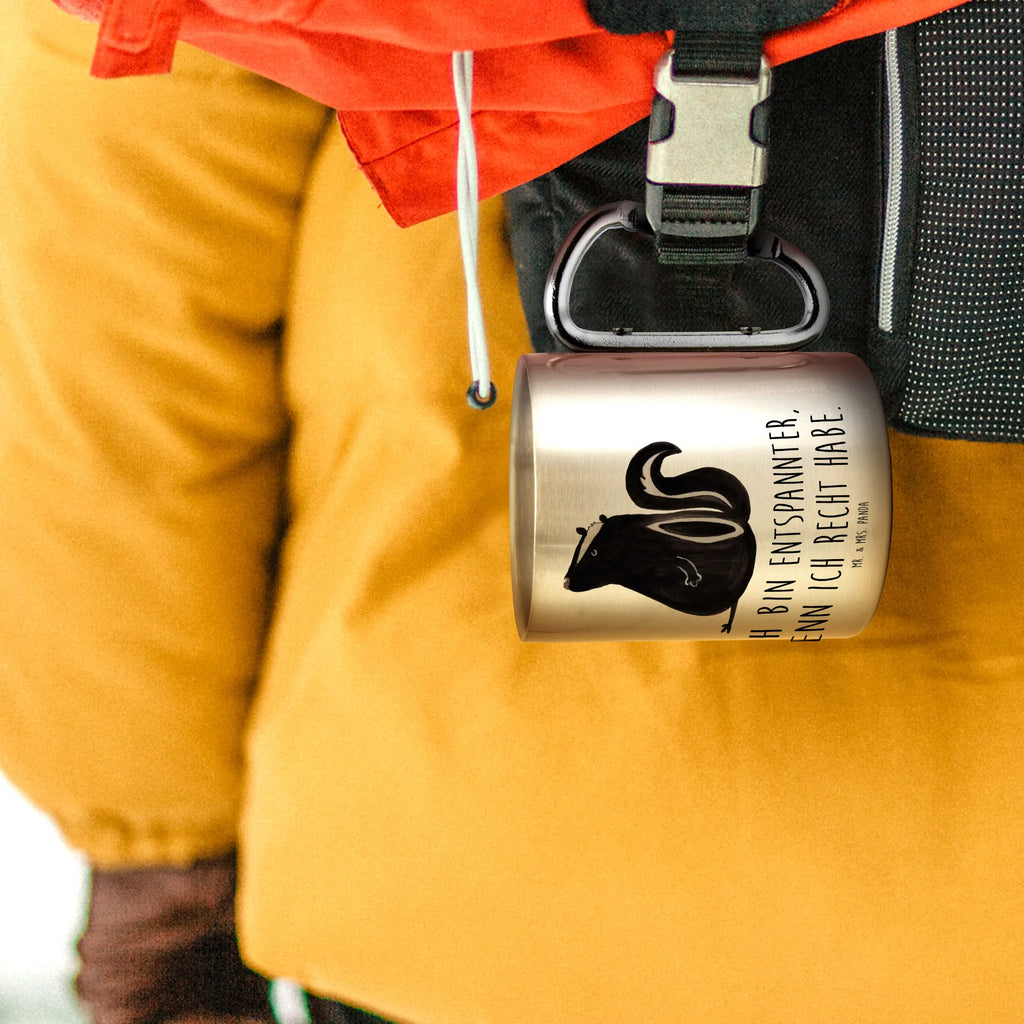 Stainless steel mug skunk Sit Skunk, slogan, predator, stinker, know-it-all, stinky, law, office, wild animal, skunk