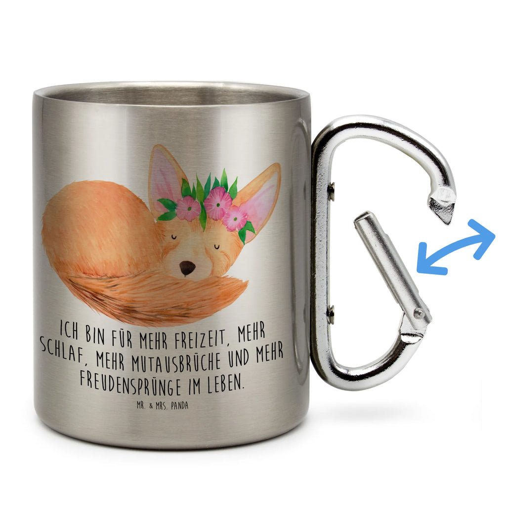 Stainless steel mug desert fox Flower Edelstahltasse, Becher Aus Edelstahl, edelstahl thermobecher, Isolierbecher Edelstahl, edelstahl reisebecher, Tasse, Edelstahl Trinkbecher, Isolierbecher, Karabiner Becher, Trinkbecher Edelstahl, Kaffeebecher Edelstahl, karabiner tasse, Edelstahl Kaffeebecher, Metalltasse, Edelstahlbecher, Thermobecher, Becher, Reisebecher, Thermobecher Edelstahl, Trinkbecher Metall, wanderbecher, Campingbecher, Thermo Kaffeebecher, metallbecher, thermotasse, karabinerbecher, edelstahl isolierbecher, Campingtasse, Afrika, Wildtiere, Blumen, Wüstenfuchs, Wüste, Glücklich, Blumenkranz