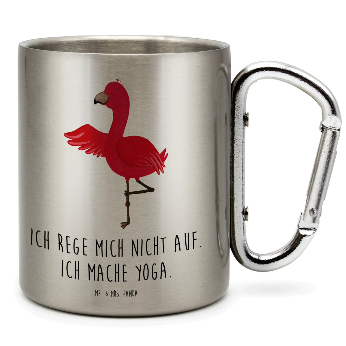 Stainless steel mug flamingo yoga children, gifts, gift idea, funny sayings, pink bird, bird of paradise, red, flamingo decoration, gift pink, adults, flamingo fans, vacation, unusual gifts in pink, pink gifts, girls gifts, small gifts, Caribbean feeling, deep relaxation, relaxation, bird, mindfulness, yoga exercise, agitation, anger