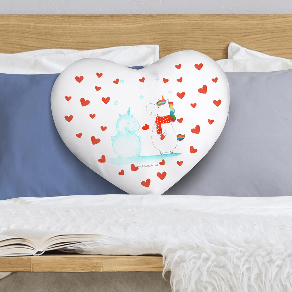 Heart cushion unicorn snowman unicorn, unicorns, Cake, Winter, X-Mas, Snow, Snowman, Cap, Christmas Motif, present, Gloves, Unicorn, Cold, winter gift, Christmas