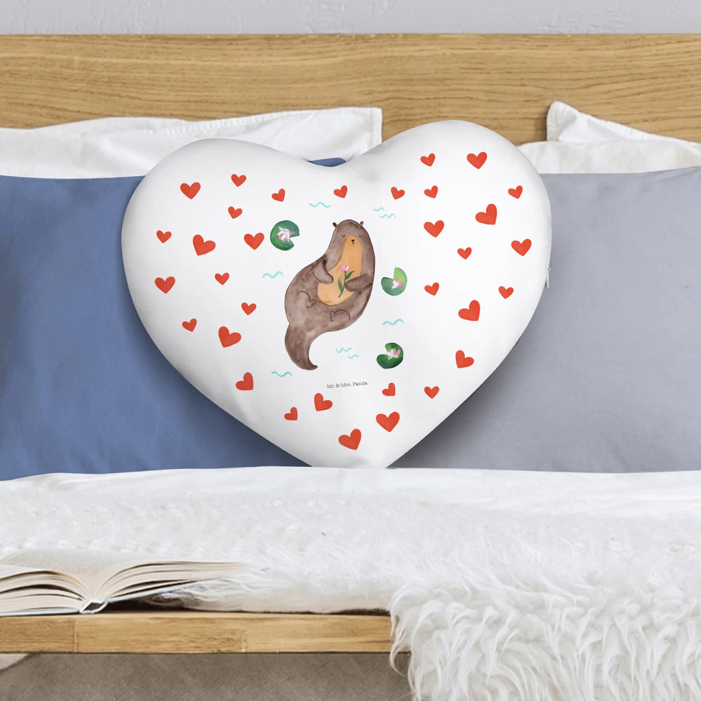 Heart cushion otter Water Lily otter, marten, sea otter, European otter, water mammal, aquatic animal, baby otter, predator, water, otter gifts, animal lover, gift ideas for animal lovers, animal, mammal, water animal, gifts for people in love
