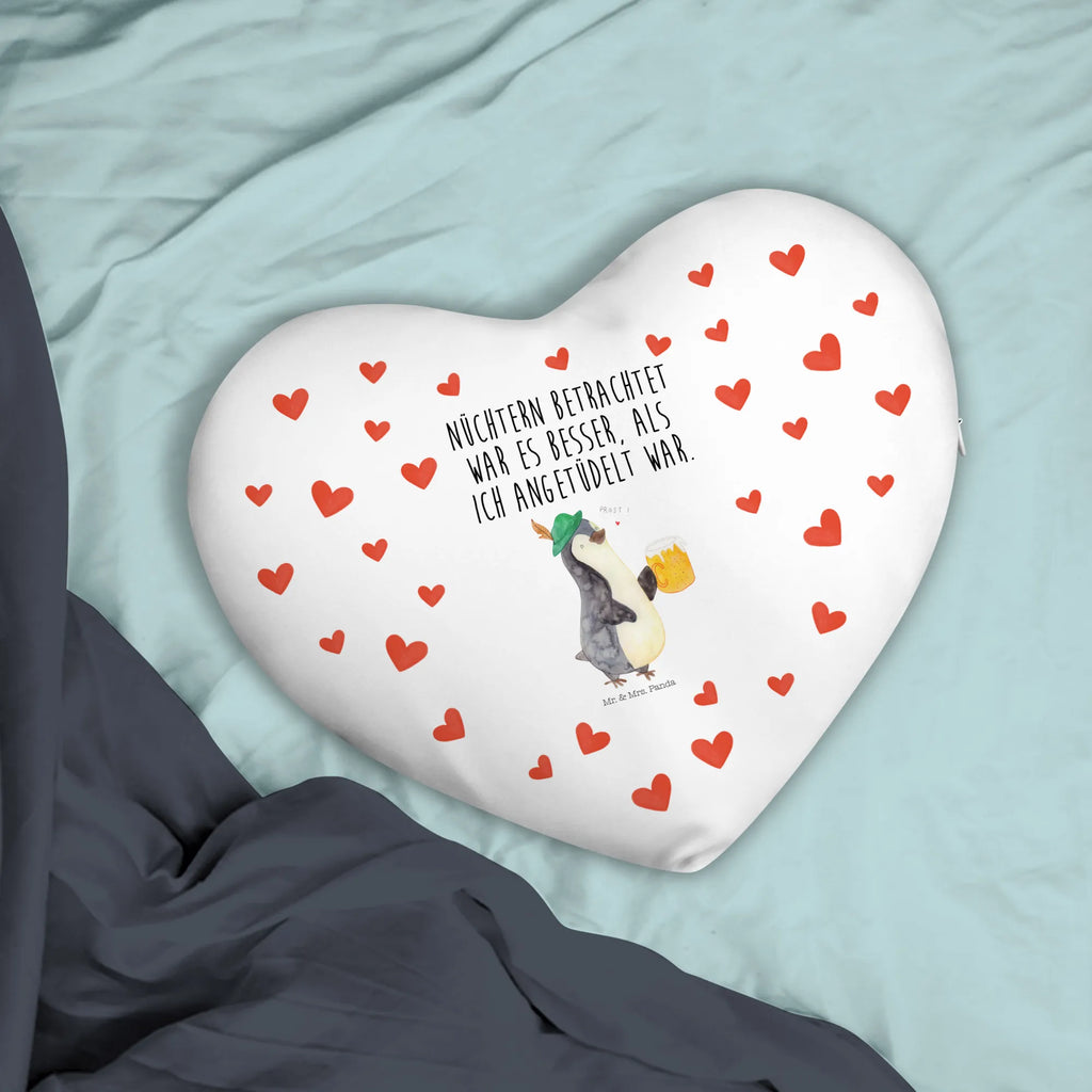 Heart cushion Penguin Beer Penguin, North Pole, Winter, Penguins, beer, Oktoberfest, penguins