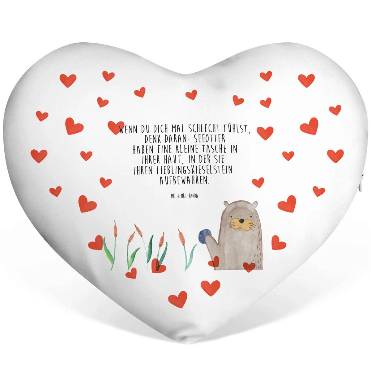 Heart cushion otter Stone animal lover, marten, sea otter, European otter, water mammal, aquatic animal, baby otter, predator, water, otter gifts, gift ideas for animal lovers, animal, mammal, water animal, gifts for people in love, Otter Sea Otter Lake Otter