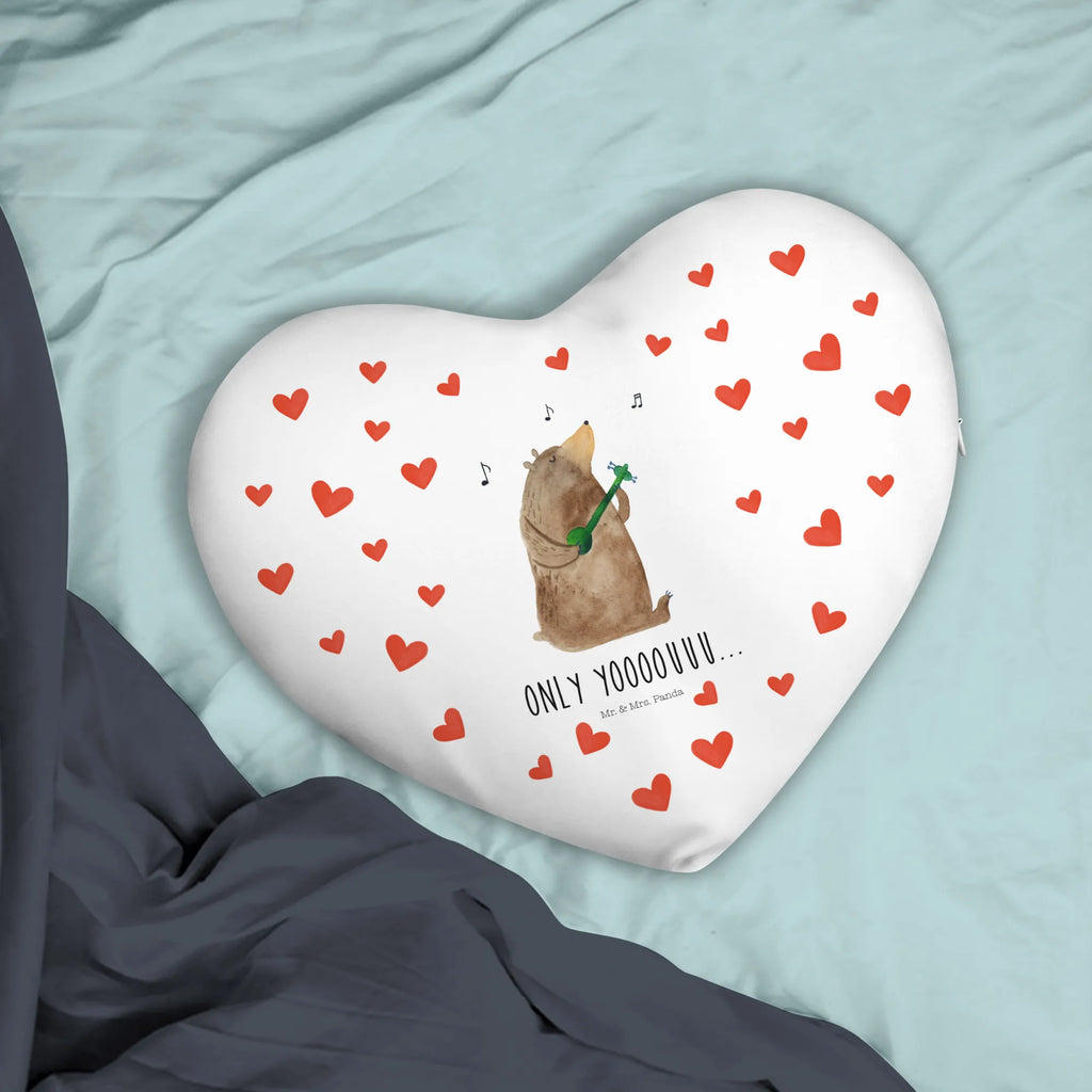 Poduszka w kształcie serca niedźwiedź Gitara Niedźwiedź, Miś, Pluszowy miś