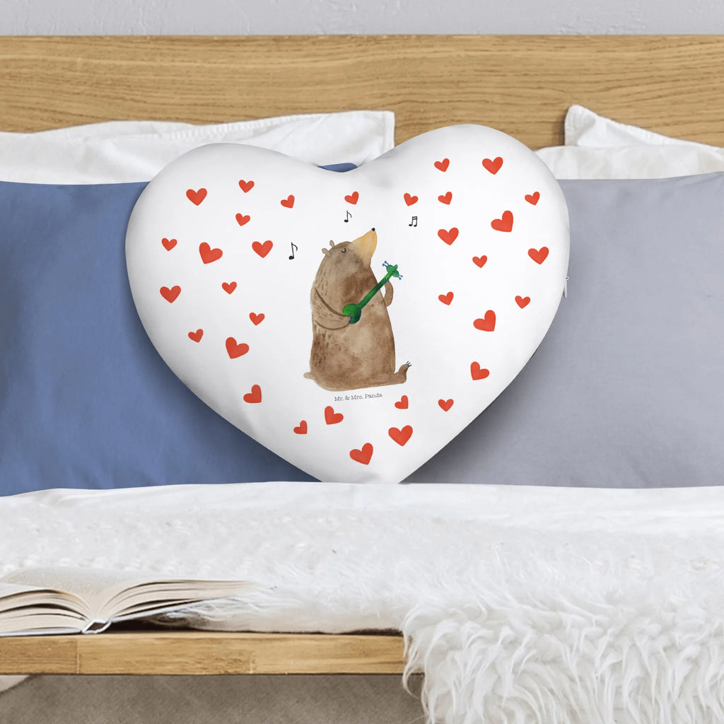 Poduszka w kształcie serca niedźwiedź Gitara Niedźwiedź, Miś, Pluszowy miś