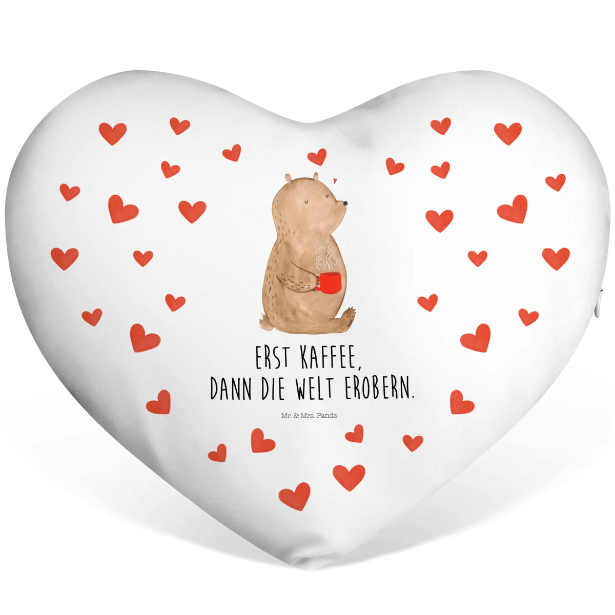 Heart cushion bear Coffee bear, teddy, teddy bear, cuddly toy, good morning, bears, conquer the world, save the world, coffee, morning routine, motivation
