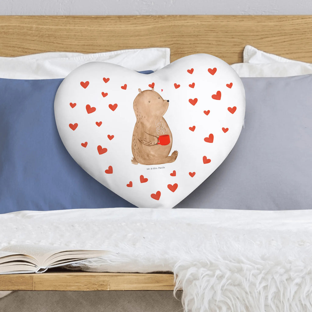 Heart cushion bear Coffee bear, teddy, teddy bear, cuddly toy, good morning, bears, conquer the world, save the world, coffee, morning routine, motivation