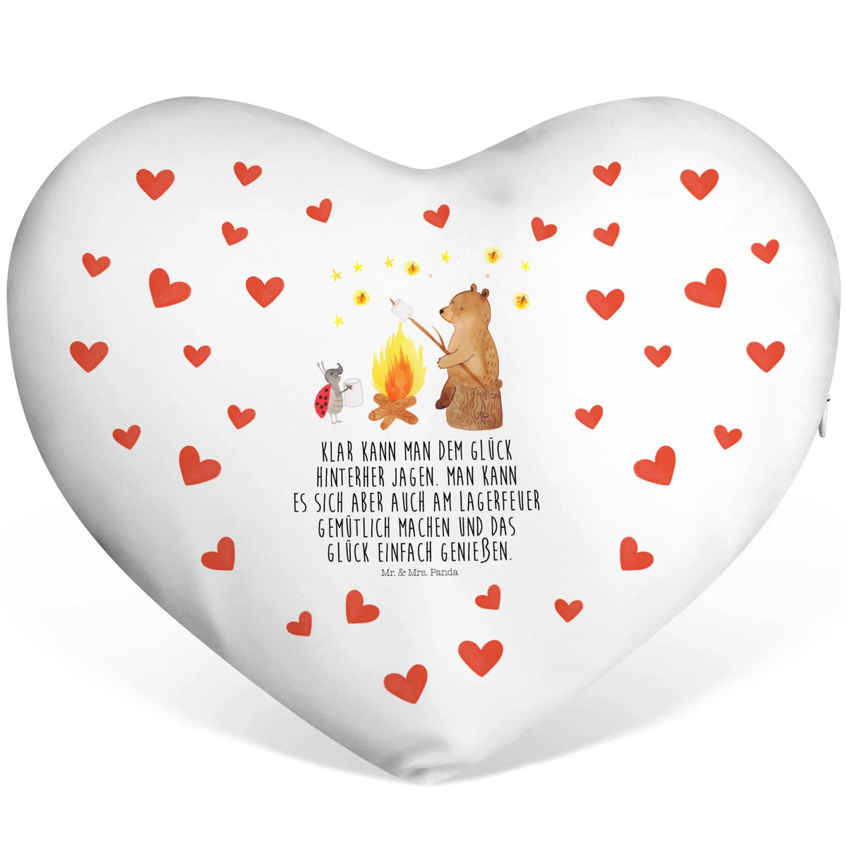 Heart cushion Bear & Ladybird campfire teddy bear, cuddly toy, Campfire