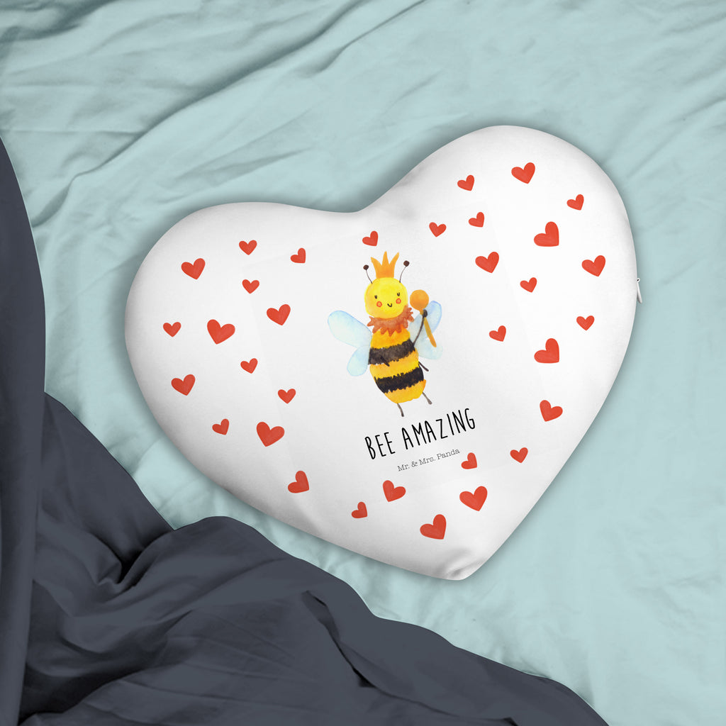 Herzkissen Biene König Kissen, Herzkissen, Herzform, Herz, Dekokissen, Biene, Wespe, Hummel