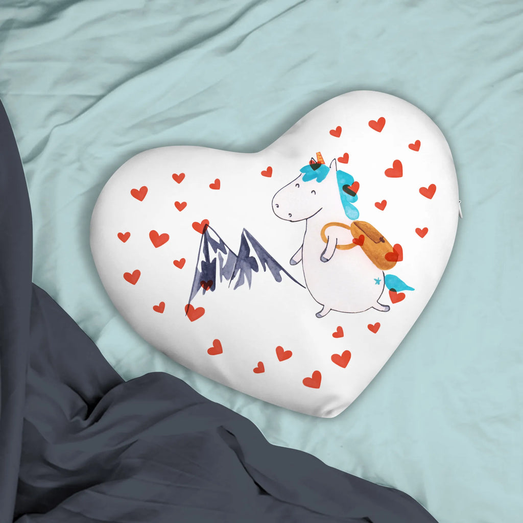 Heart cushion unicorn climber unicorn, unicorns, mountains, world traveler, vacation, english, Einhorn, explorer, adventure, world trip, travel, adventurer, mountaineer