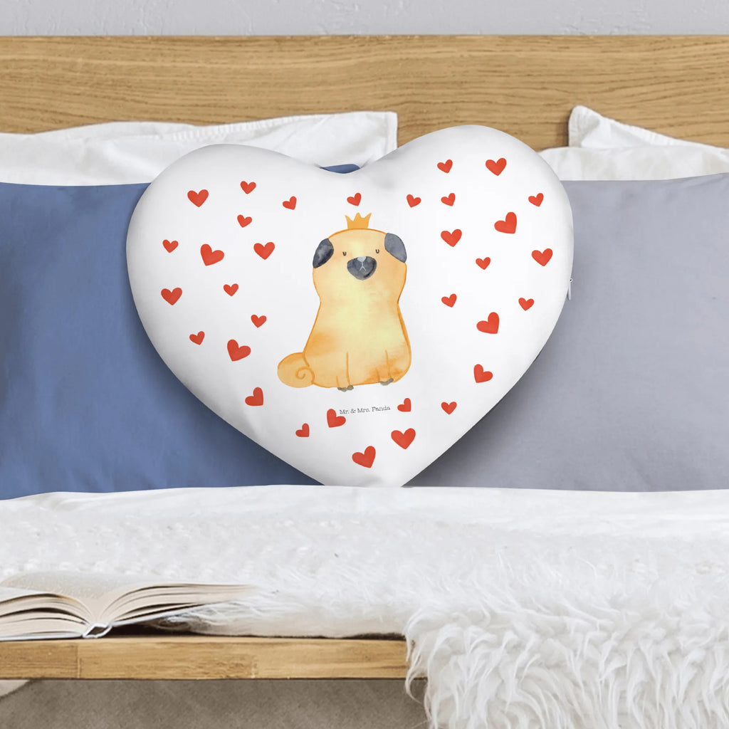 Heart cushion pug Crown dog, mutt, hound, woof, dog mama, dog breed, love dogs, love for dogs, dog decorative items, bag with dog print, funny gifts for dog owners, what do you give a dog lover, Christmas gifts for dogs, gifts for dogs, dog sayings, dog owners. Saying, funny, house rules, Pug, allergic, childless