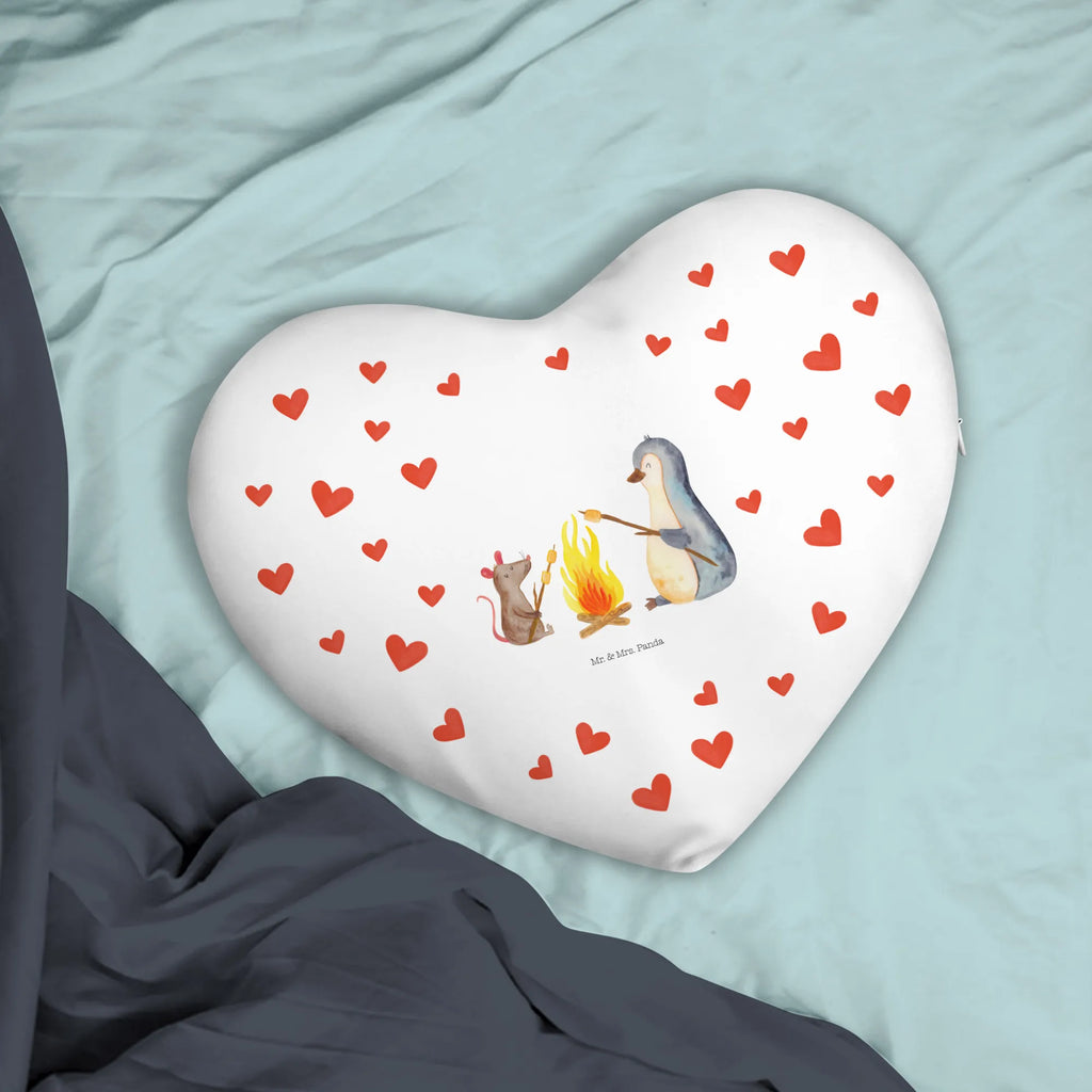 Heart cushion Penguin campfire Penguin, North Pole, Winter, Penguins, life motivation, new start, everyday office life, work, life, motivation, fire, life motto, campfire, marshmallows, barbecue, job, office, love, mouse, penguins