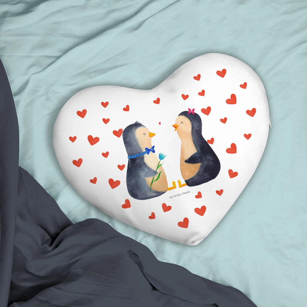 Heart cushion Penguin pair Penguin, North Pole, Winter, Penguins, penguins, love gift, love, lovers, penguin, wedding, engagement, anniversary, proof of love, wedding day, great love, wedding gift, dream couple