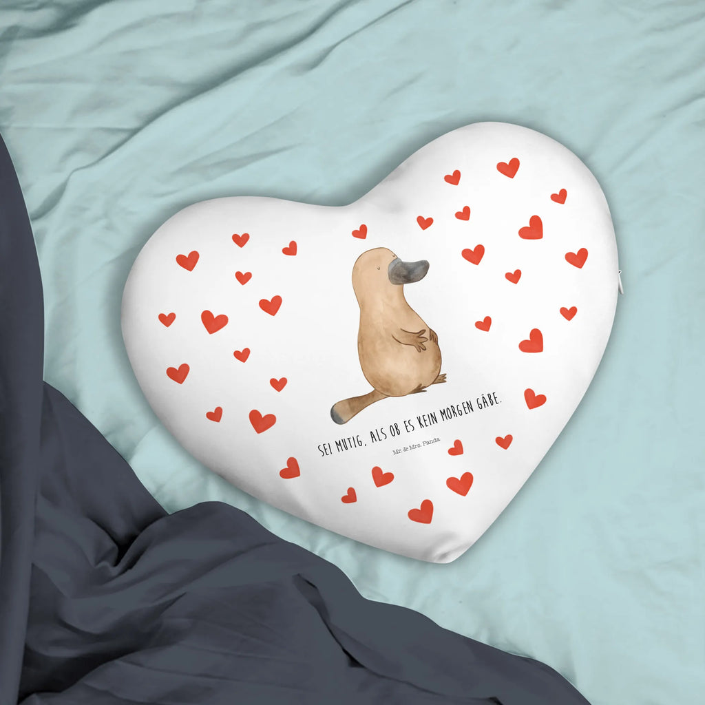 Heart cushion platypus courage Seafood, aquatic animals, ocean, sea, fish, shells, corals, reef, whale, narwhal, sea urchin, lobster, platypus, turtle, manatee, crocodile, orca, shrimp, gifts for seafood lovers, water world, underwater animals, underwater world, vacation, deep sea, seafood fans, gift ideas, seafood decoration, seafood posters, Platypus, new start, courage, brave, motivation, office, Raodtrip, wisdom, new beginning, work, world trip, training