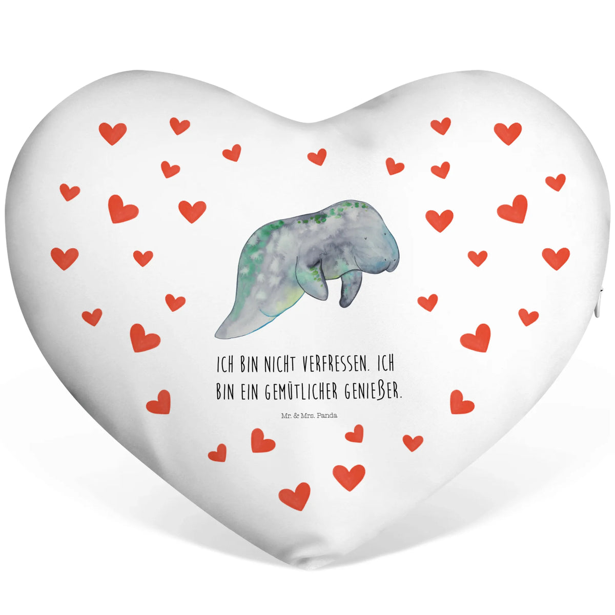 Heart cushion manatee Relax gift ideas, vacation, Seafood, aquatic animals, ocean, shells, corals, reef, whale, narwhal, sea urchin, lobster, platypus, manatee, crocodile, shrimp, gifts for seafood lovers, water world, underwater animals, underwater world, deep sea, seafood fans, seafood decoration, seafood posters, losing weight, diet, sugar, food, sweets, diet mania, manatees