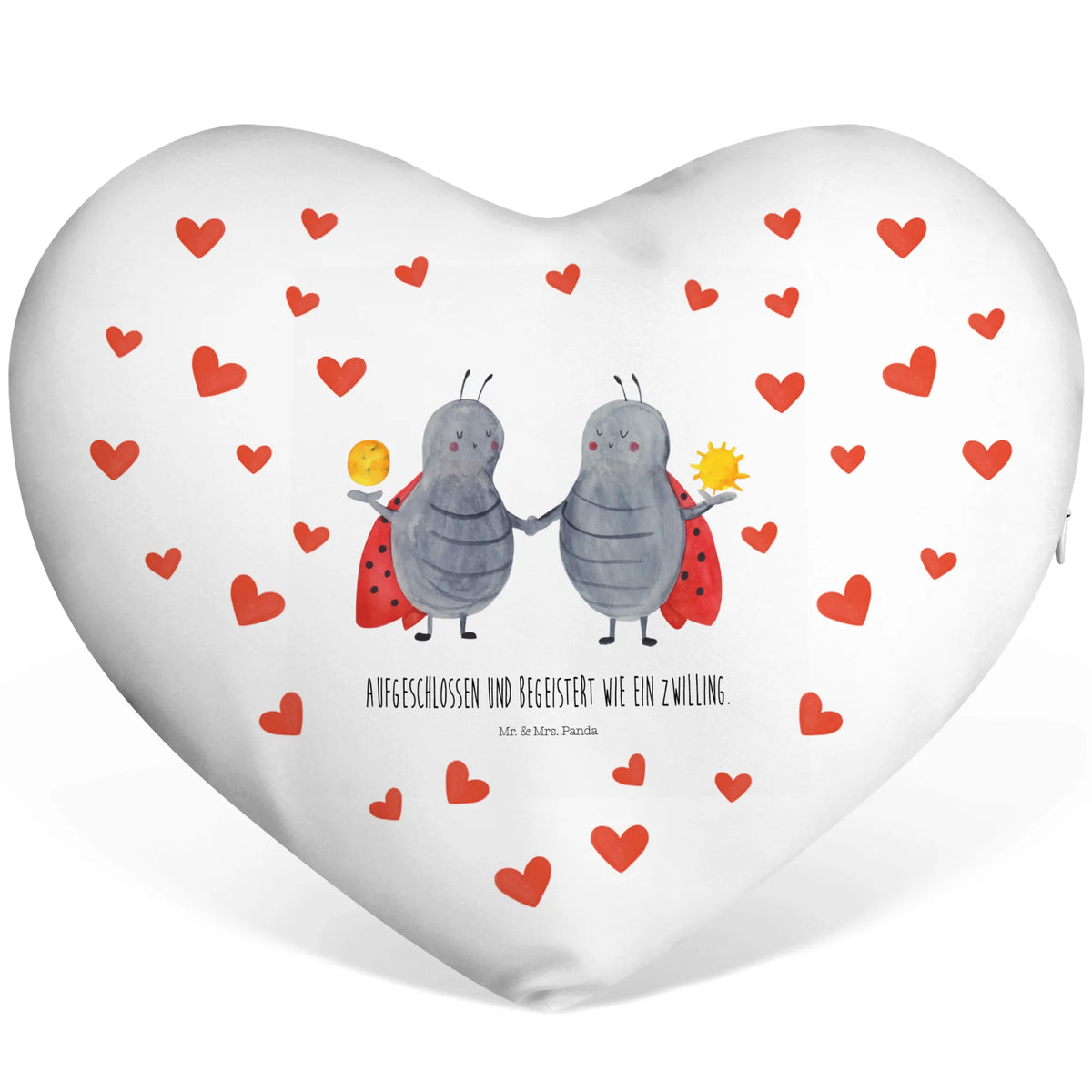 Heart cushion Star sign twin constellations, birthdays, astrology, zodiac, date of birth, month of birth, lucky beetle, twin gift, twin brother, birthday may, ladybird, gift may, gift june, twins, twin sister, twin zodiac sign