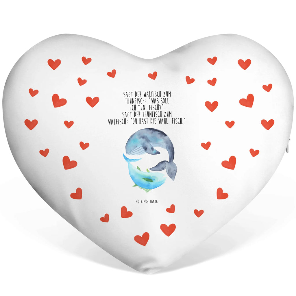 Poduszka w kształcie serca wieloryb tuńczyk Motywy zwierzęce, dobra energia, zabawne powiedzonka, zwierzęta