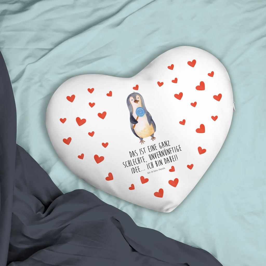 Heart cushion Penguin lollipop Penguin, North Pole, Winter, Penguins, hoodlum, penguins, rebel, crook, lollipop, slogan, bullshit, candy