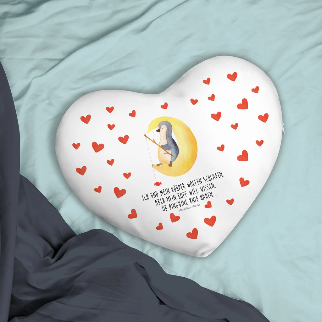 Heart cushion Penguin moon Penguin, North Pole, Winter, Penguins, sleep, falling asleep, insomnia, saying, bedroom, guest room, penguins, night's rest