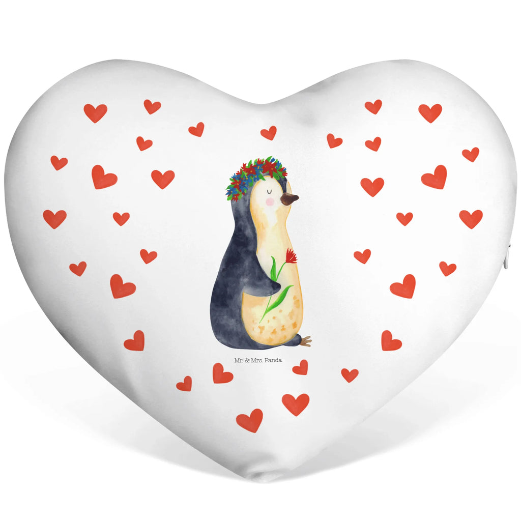 Heart cushion Penguin Flower Penguin, North Pole, Winter, Penguins, motivation, lovesickness, wreath of flowers, penguins, wishes, gift idea, life, goals in life, love of life, universe, goals