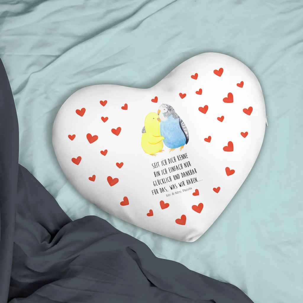 Heart cushion Parakeets in love Love, Loving, Two, Together, Marriage, Engagement, Proposal of marriage, Love gift, gift for her, gift for him, anniversary gift, trust, love, budgie, closeness, birds, cuddling