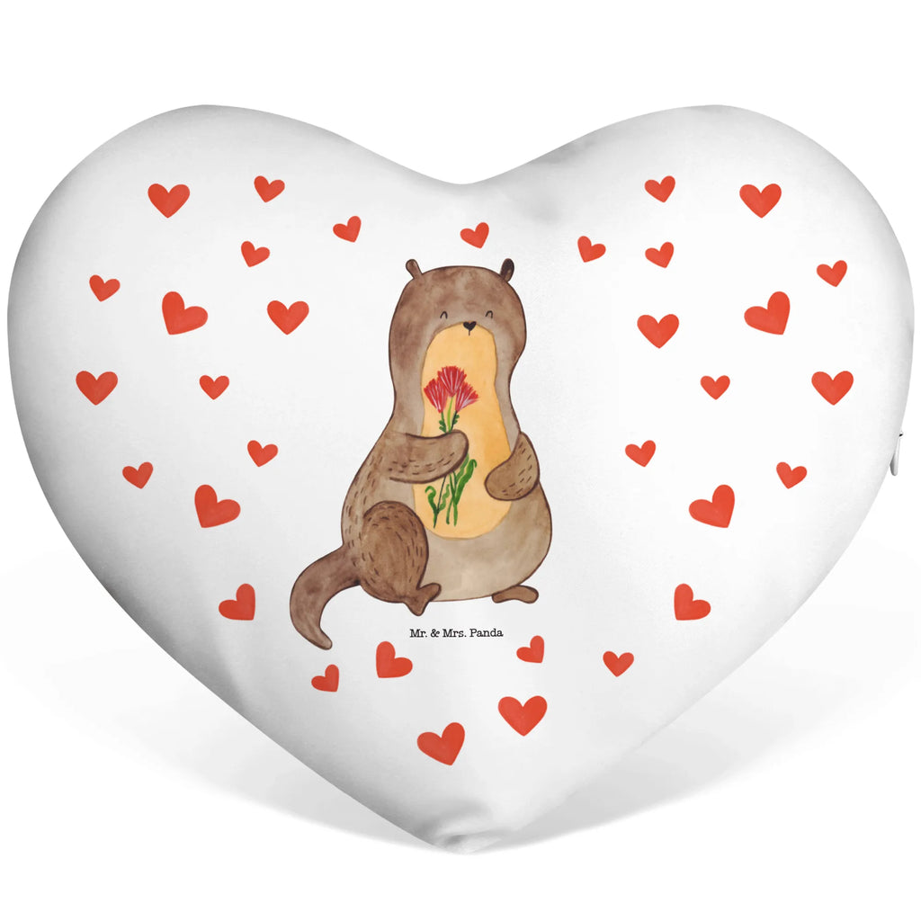 Poduszka w kształcie serca wydra bukiet kwiatów Kuna, wydra, morska wydra