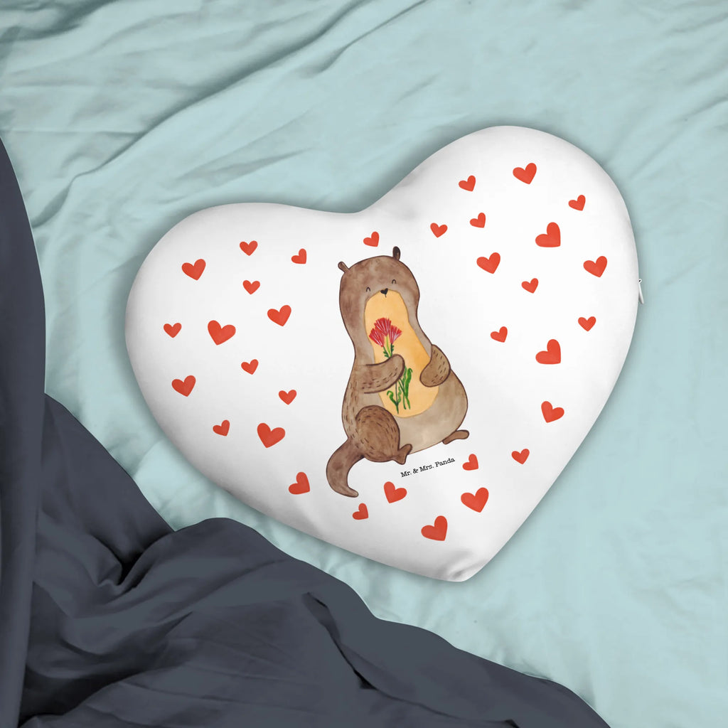 Poduszka w kształcie serca wydra bukiet kwiatów Kuna, wydra, morska wydra