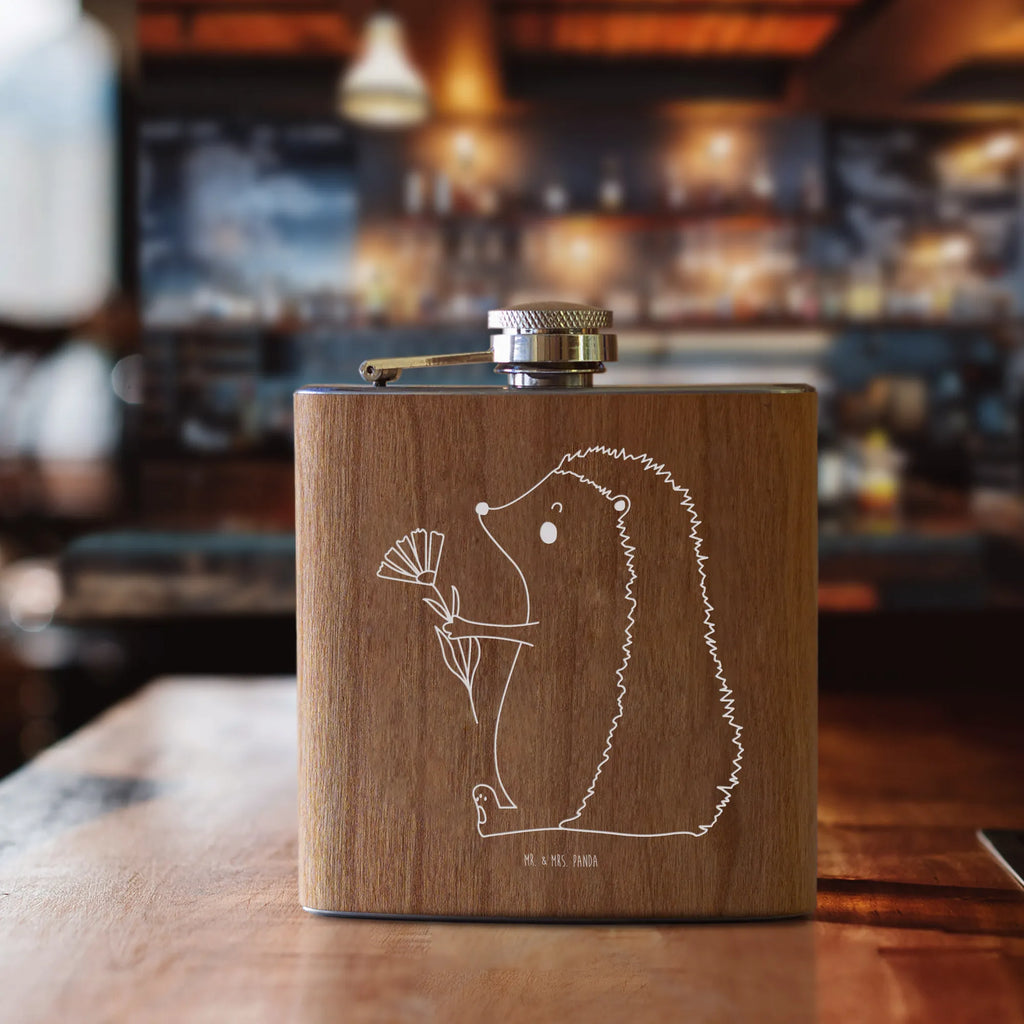 Hipflask Hedgehog Flower small animals, cute, funny, cute animal motives, hand drawn, small world, funny sayings, good mood, happy, gifts, gift ideas, special gifts, animal lover, card, recovery wishes, illness, visit, get well soon, hospital, sick, hedgehog