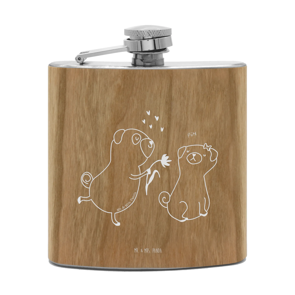 Hipflask pug In love dog, mutt, hound, woof, dog mama, dog breed, love dogs, love for dogs, dog decorative items, bag with dog print, funny gifts for dog owners, what do you give a dog lover, Christmas gifts for dogs, gifts for dogs, dog sayings, boob, partner, Pug, dog love, gift friend, love saying. Engaged, in love, love
