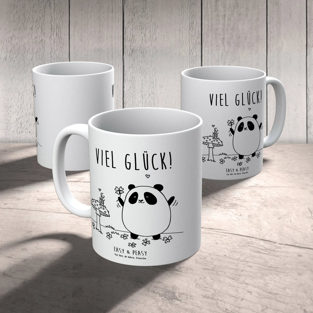Tasse Easy & Peasy Viel Glück Bürotasse, Tasse, Teetasse, Tasse mit Zitaten, Tasse mit Motiven, Geschenktasse, Kaffeetasse, Porzellantasse, Keramiktasse