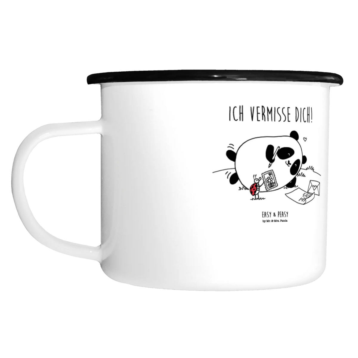 XL enamel cup Panda Missing XL Enamel cup, coffee cup, mug, metal cup, outdoor cup, enamelled, camping mug, enamel look, drinking cup, coffee mug, cup printing, camping, unbreakable, decorative mug, motif cup