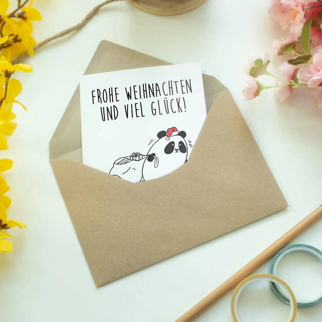 Grußkarte Panda Weihnachten Grußkarte, Karte, Ansichtskarten, Glückwunschkarte, Klappkarte, Hochzeitskarte, Geburtstagskarte, Einladungskarte