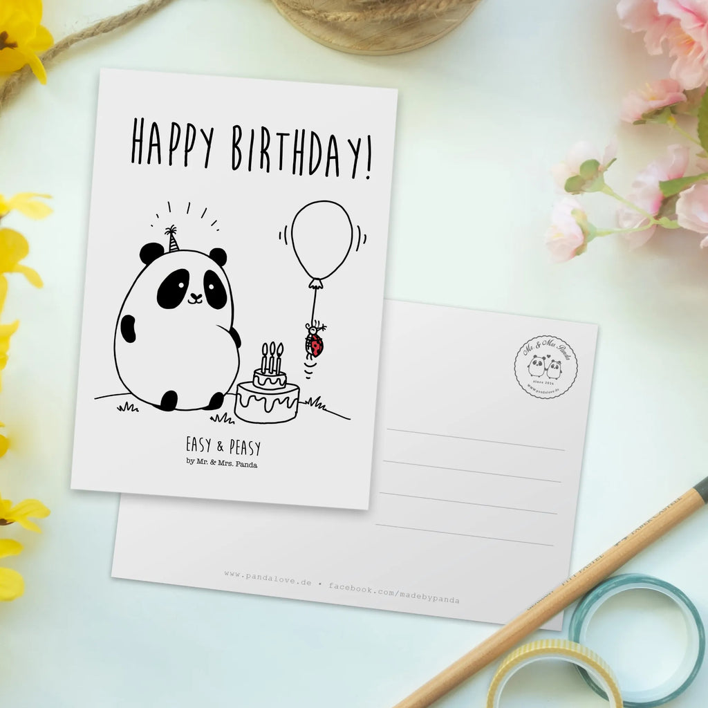 Postkarte Easy & Peasy Happy Birthday Grußkarte, einzelkarte, kunstkarte, bildkarte, Ansichtskarten, Motivkarte, Kunstkarten, Ansichtskarte, spruchkarte, Postkarten, Designkarte, Postkarte, Fotokarte
