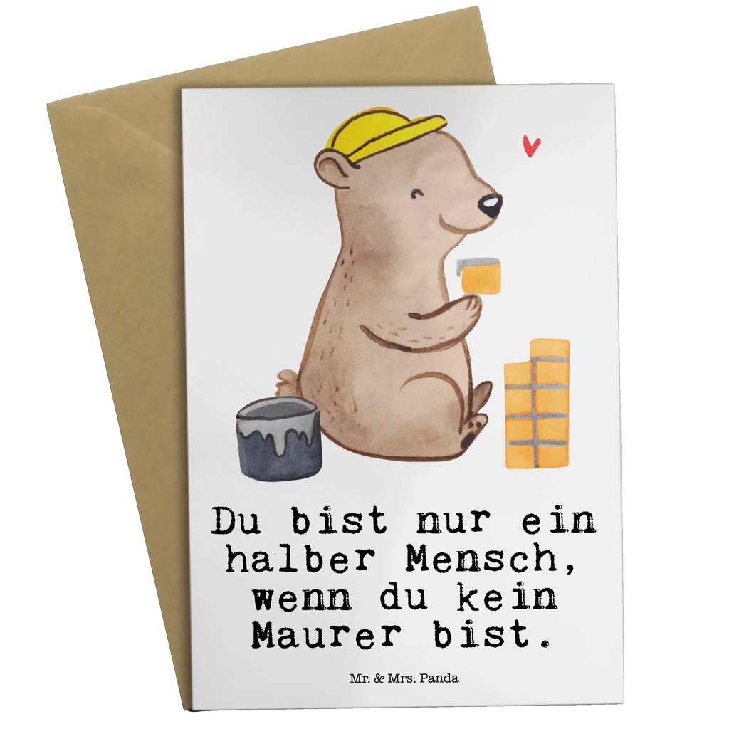 Grußkarte Maurer mit Herz Klappkarte, Einladungskarte, Glückwunschkarte, Grußkarte, Ansichtskarten, Geburtstagskarte, Karte, Hochzeitskarte, Beruf, Ausbildung, Jubiläum, Abschied, Rente, Kollege, Kollegin, Geschenk, Schenken, Arbeitskollege, Mitarbeiter, Firma, Danke, Dankeschön, Maurermeister, Maurer, Gesellenprüfung, Maurerbetrieb, Handwerker