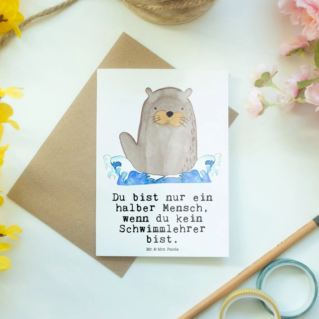 Greetings card Swimming Instructor Heart Glückwunschkarte, Hochzeitskarte, Ansichtskarten, Klappkarte, Einladungskarte, Karte, Grußkarte, Geburtstagskarte, Beruf, Ausbildung, Jubiläum, Abschied, Rente, Kollege, Kollegin, Geschenk, Schenken, Arbeitskollege, Mitarbeiter, Firma, Danke, Dankeschön, Schwimmschule, Schwimmverein, Schwimmbad, Schwimmlehrer, Schwimmkurs