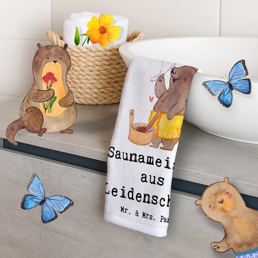 Ręcznik dla gości Mistrz sauny Pasja Zawód, Wykształcenie, Jubileusz, Pożegnanie, Emerytura, Kolega, Koleżanka, Prezent, Dawać, Pracownik, Współpracownik, Firma, Dziękuję, Dziękuję bardzo