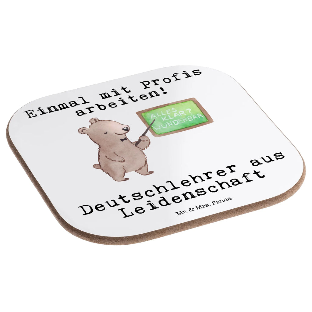 Square coaster German teacher Passion breakfast, glass coasters, gift, gifts, Coasters, presents, party, gift idea, best, farewell gift, passing exam, anniversary, retirement, promotion, job start, sayings, funny, profession
