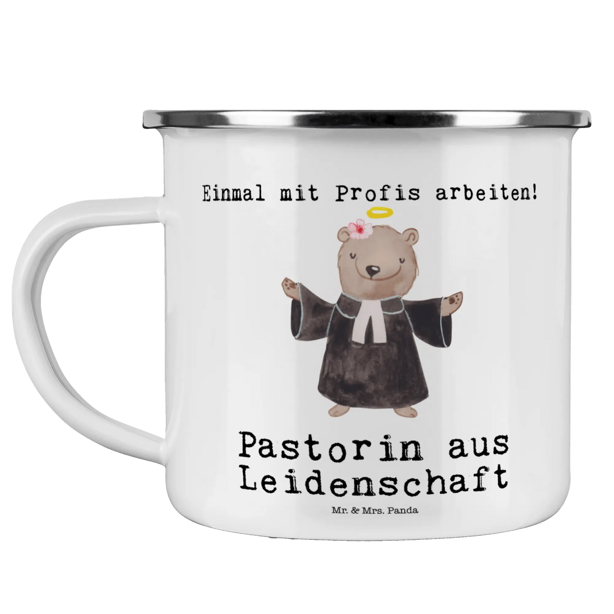 Kempingowy kubek emaliowany pastorka pasja Zawód, Wykształcenie, Jubileusz, Pożegnanie, Emerytura, Kolega, Koleżanka, Prezent, Dawać, Pracownik, Współpracownik, Firma, Dziękuję, Dziękuję bardzo