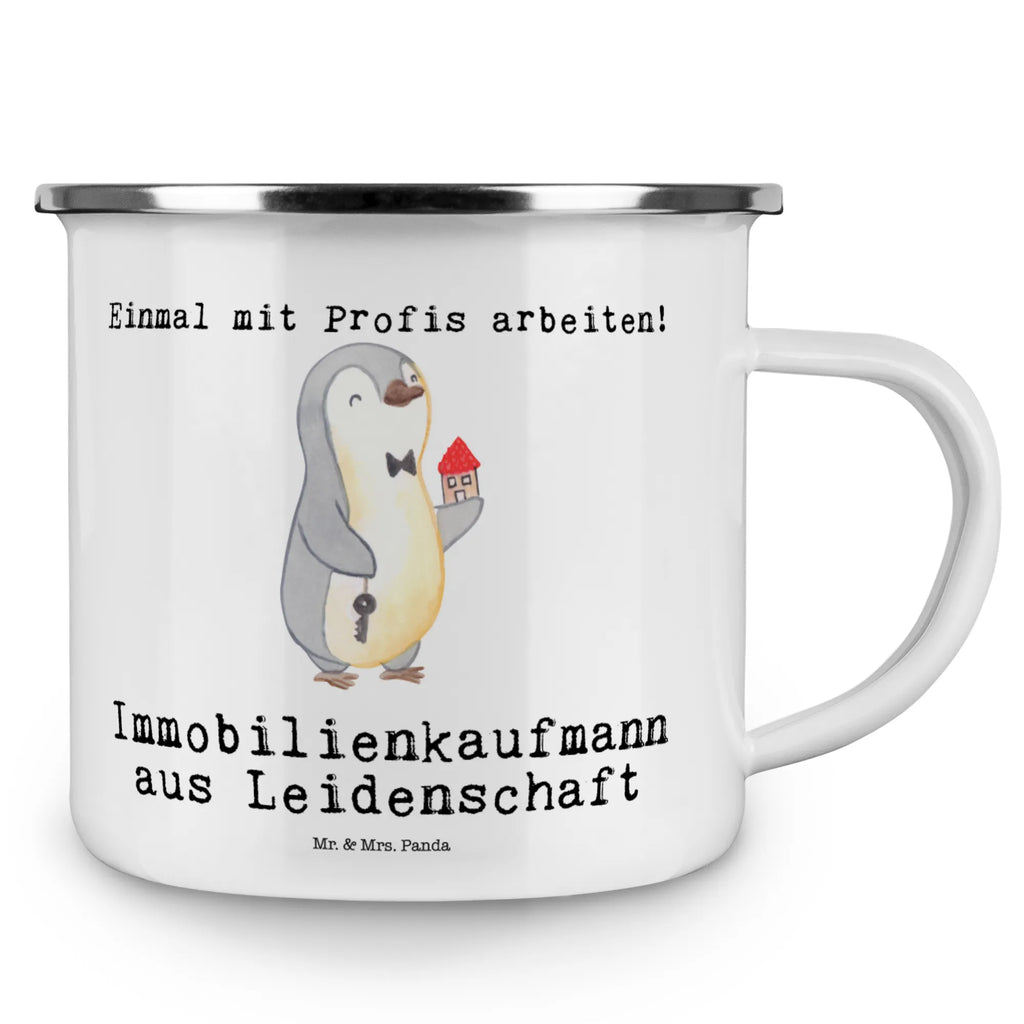 Kempingowy kubek emaliowany agent nieruchomości Pasja Zawód, Wykształcenie, Jubileusz, Pożegnanie, Emerytura, Kolega, Koleżanka, Prezent, Dawać, Pracownik, Współpracownik, Firma, Dziękuję, Dziękuję bardzo