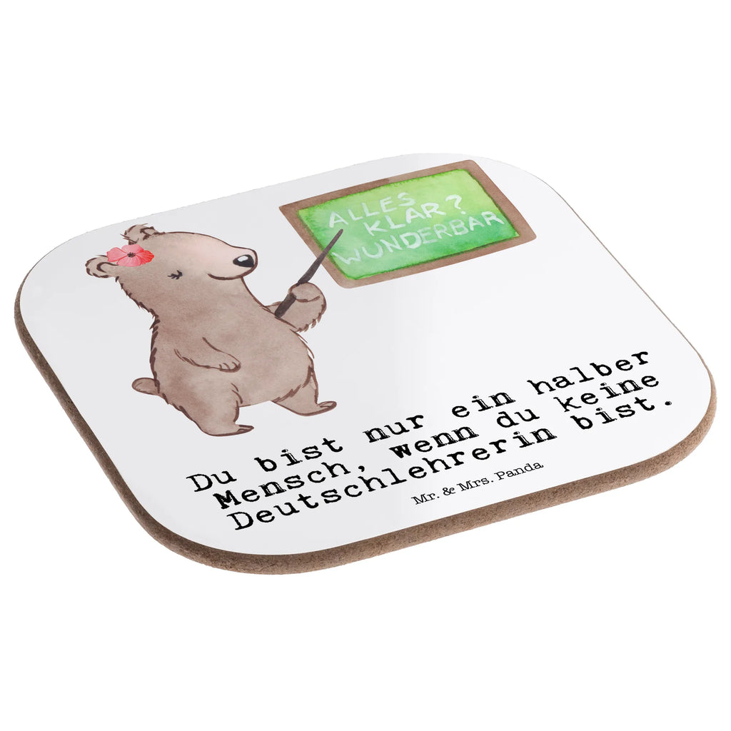 Square coaster Female German teacher Heart presents, gift, breakfast, gifts, glass coasters, Coasters, party, gift idea, best, farewell gift, passing exam, anniversary, retirement, promotion, job start, sayings, funny, profession