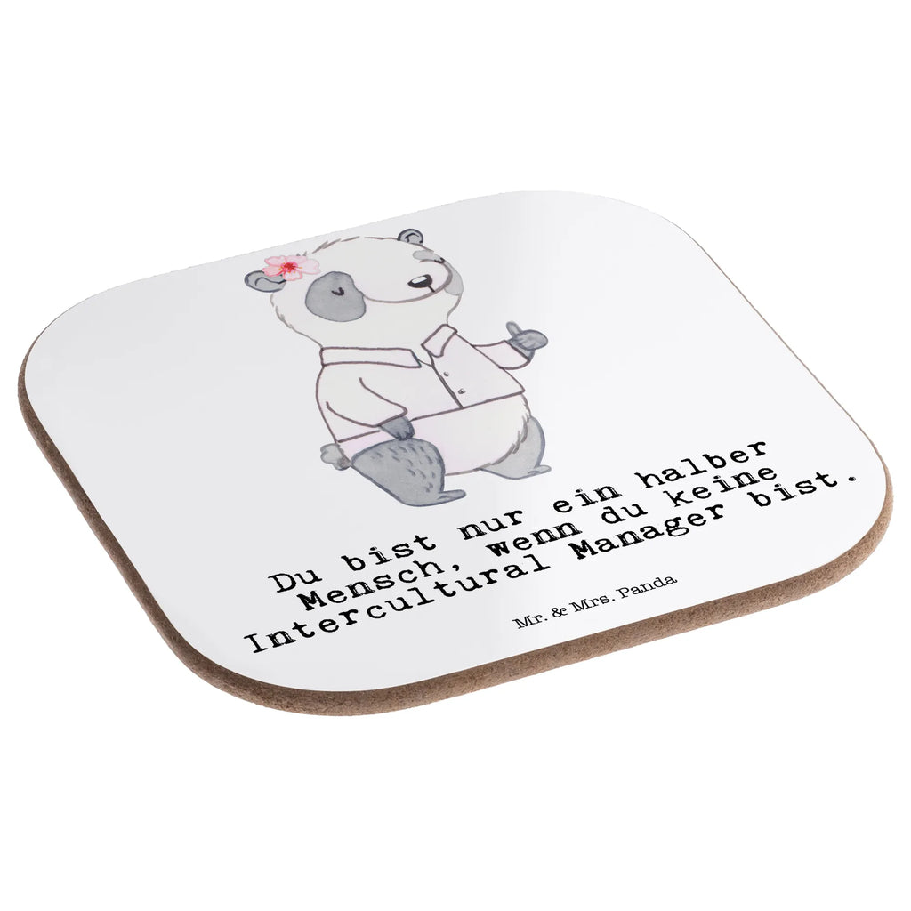 Square coaster Intercultural Manager heart presents, gifts, gift, breakfast, glass coasters, Coasters, party, gift idea, best, farewell gift, passing exam, anniversary, retirement, promotion, job start, sayings, funny, profession