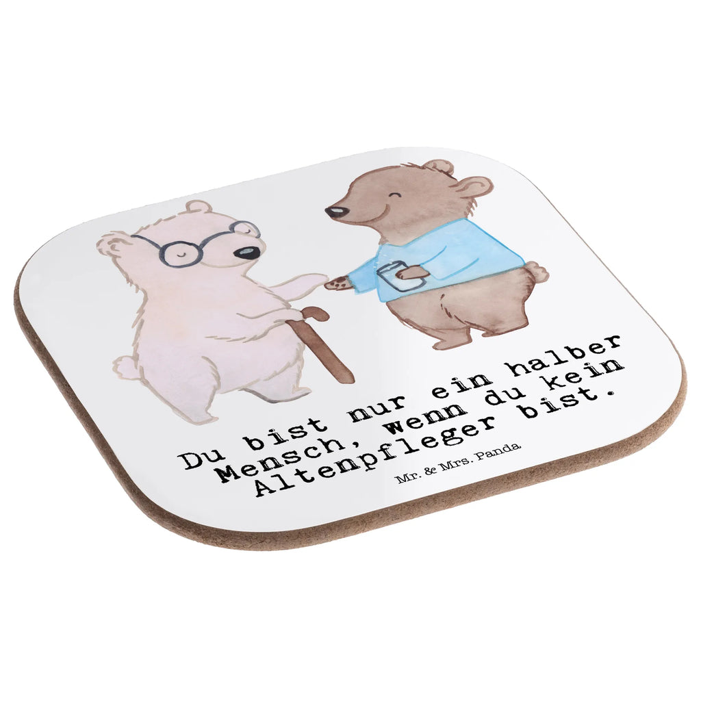 Square coaster Elderly Caregiver heart glass coasters, party, presents, gift, gifts, Coasters, breakfast, gift idea, best, farewell gift, passing exam, anniversary, retirement, promotion, job start, sayings, funny, profession