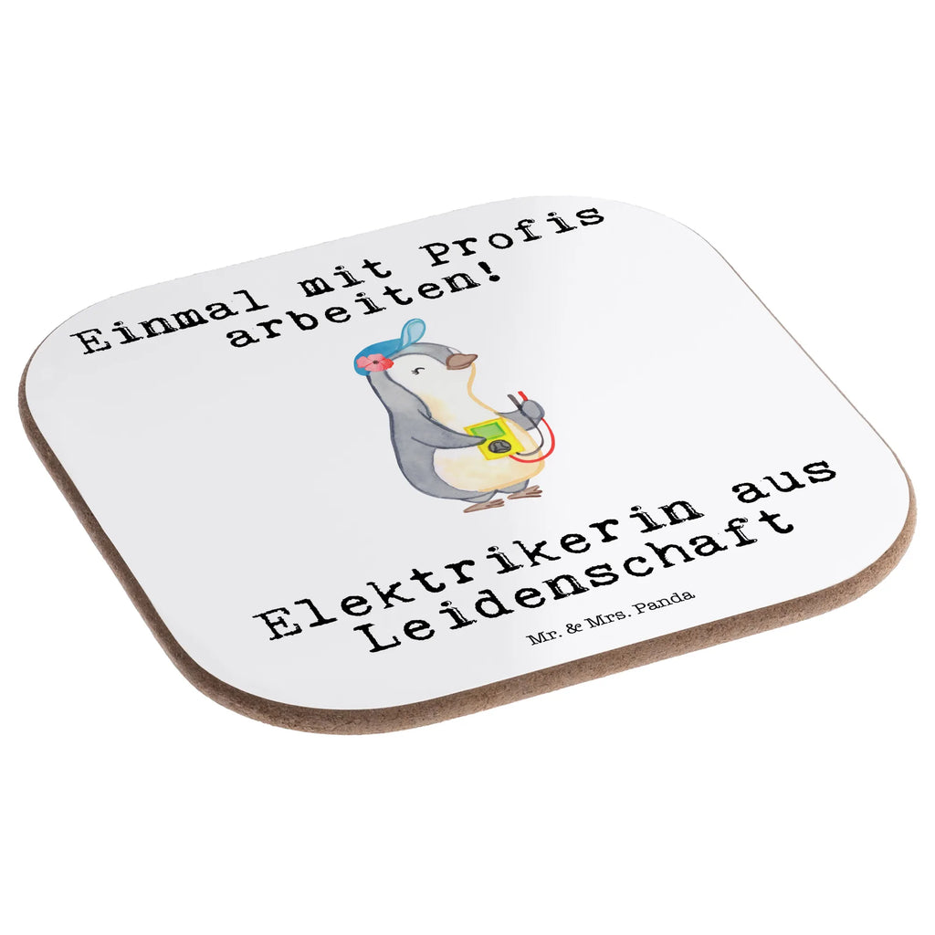 Square coaster female electrician Passion Coasters, gifts, breakfast, gift, party, presents, glass coasters, gift idea, best, farewell gift, passing exam, anniversary, retirement, promotion, job start, sayings, funny, profession
