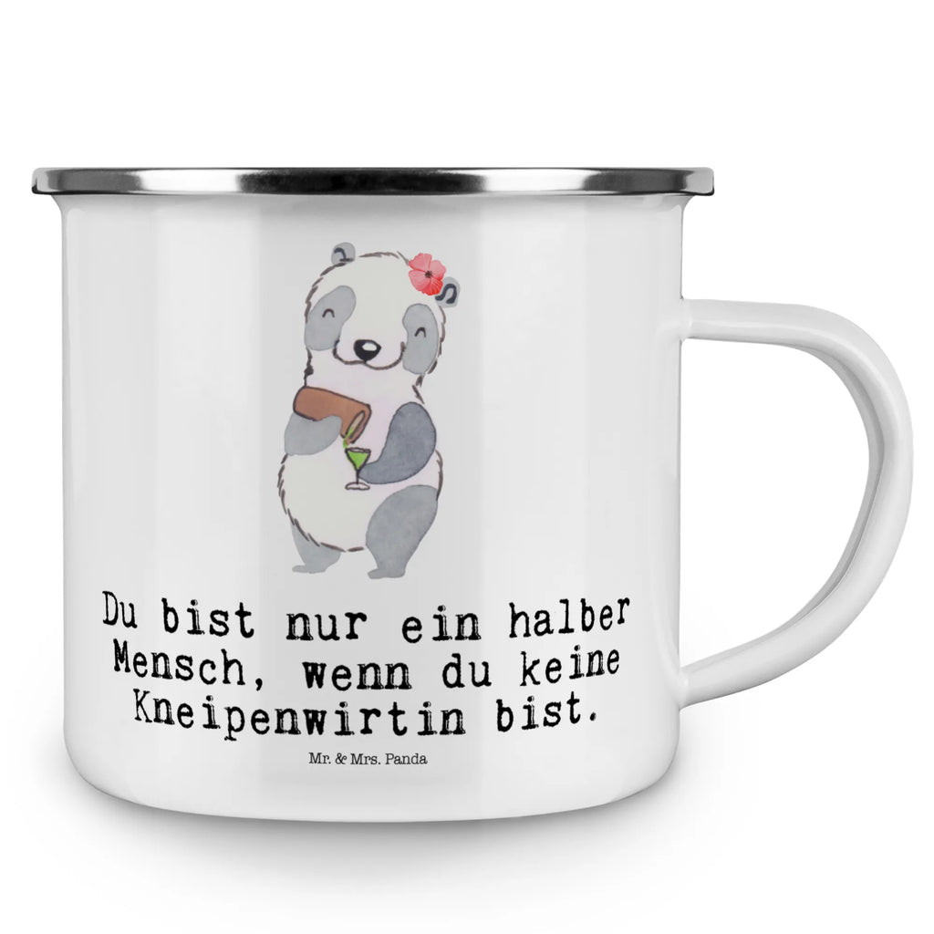 Kempingowy kubek emaliowany właścicielka knajpy serce Zawód, Wykształcenie, Jubileusz, Pożegnanie, Emerytura, Kolega, Koleżanka, Prezent, Dawać, Pracownik, Współpracownik, Firma, Dziękuję, Dziękuję bardzo