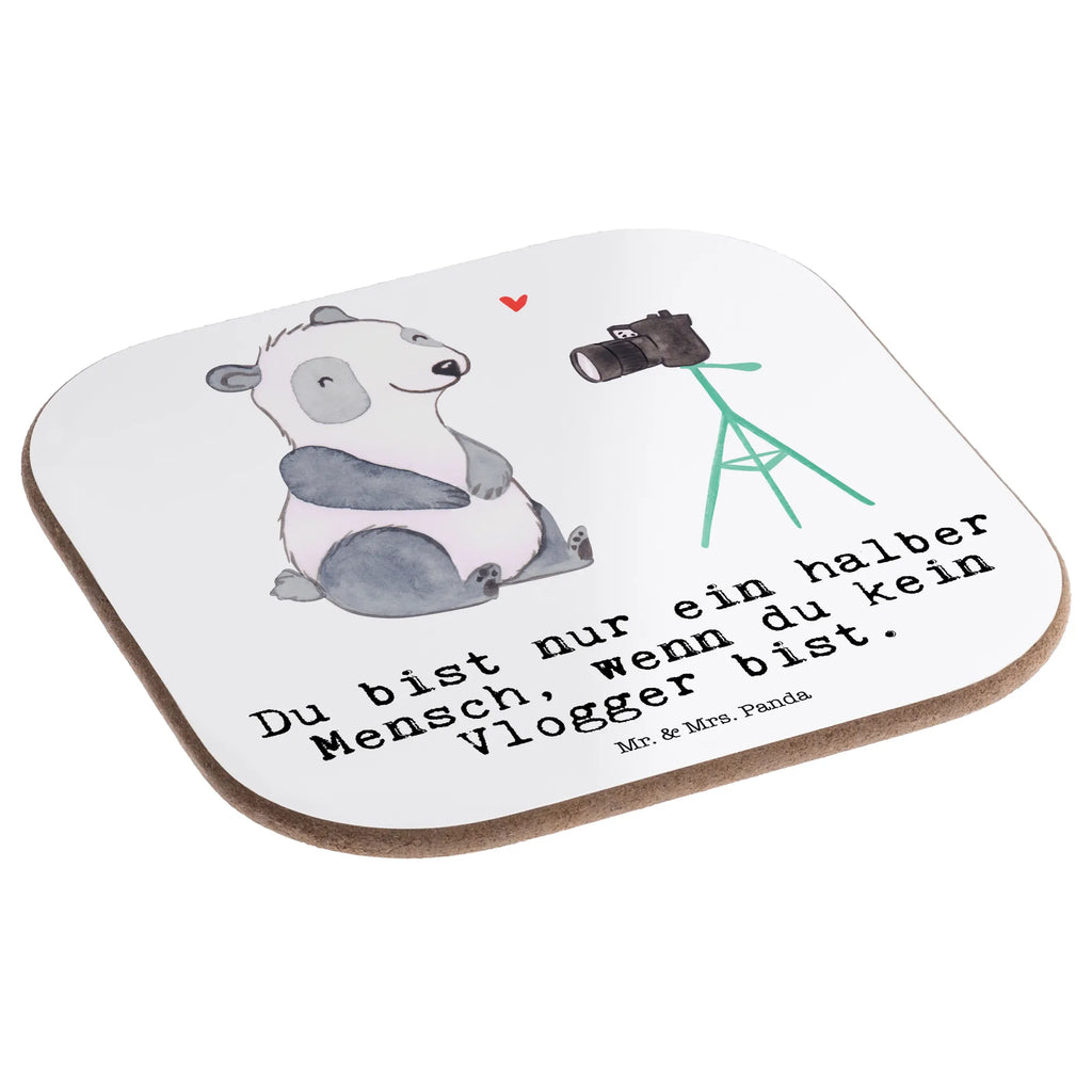 Square coaster Vlogger Heart gift, gifts, glass coasters, presents, party, breakfast, Coasters, gift idea, best, farewell gift, passing exam, anniversary, retirement, promotion, job start, sayings, funny, profession