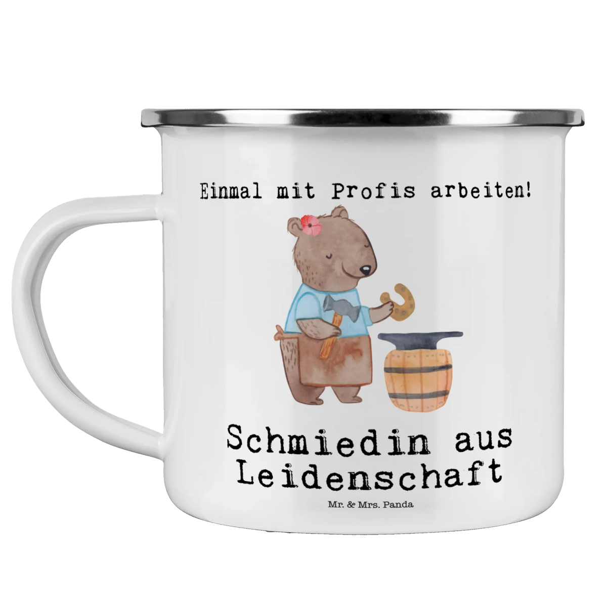 Enamel camping mug female blacksmith Passion camping mug, outdoor cup, adventure mug, campfire mug, steel mug for camping, backpacking mug, camper mug, travel mug, enamel camping cup, enamel mug, metal cup, tin coffee cup, camp coffee mug, metal camping mug, stainless steel drinking cup, bushcraft mug, hiking mug, enamel drinking mug, lightweight camping mug, camping metal cup, gift, gift idea, best, farewell gift, passing exam, anniversary, retirement, promotion, job start, sayings, funny, profession