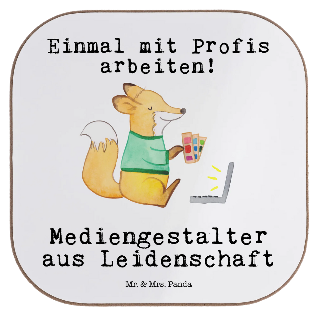 Square coaster Media Designer Passion presents, gifts, gift, party, glass coasters, Coasters, breakfast, gift idea, best, farewell gift, passing exam, anniversary, retirement, promotion, job start, sayings, funny, profession