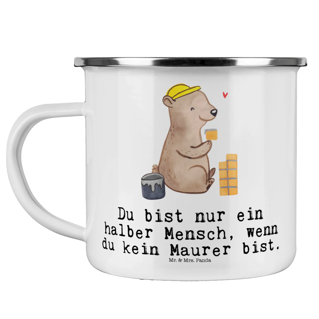 Kempingowy kubek emaliowany Murarz serce Zawód, Wykształcenie, Jubileusz, Pożegnanie, Emerytura, Kolega, Koleżanka, Prezent, Dawać, Pracownik, Współpracownik, Firma, Dziękuję, Dziękuję bardzo