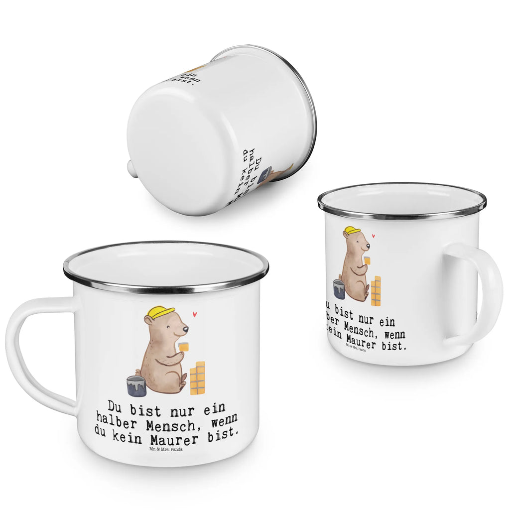 Kempingowy kubek emaliowany Murarz serce Zawód, Wykształcenie, Jubileusz, Pożegnanie, Emerytura, Kolega, Koleżanka, Prezent, Dawać, Pracownik, Współpracownik, Firma, Dziękuję, Dziękuję bardzo